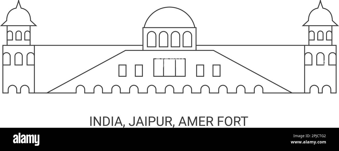 Inde, Jaipur, fort Amer, illustration vectorielle de voyage Illustration de Vecteur