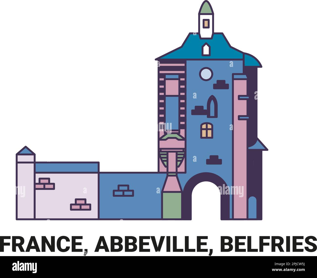 France, Abbeville, Belfry voyage illustration vectorielle Illustration de Vecteur
