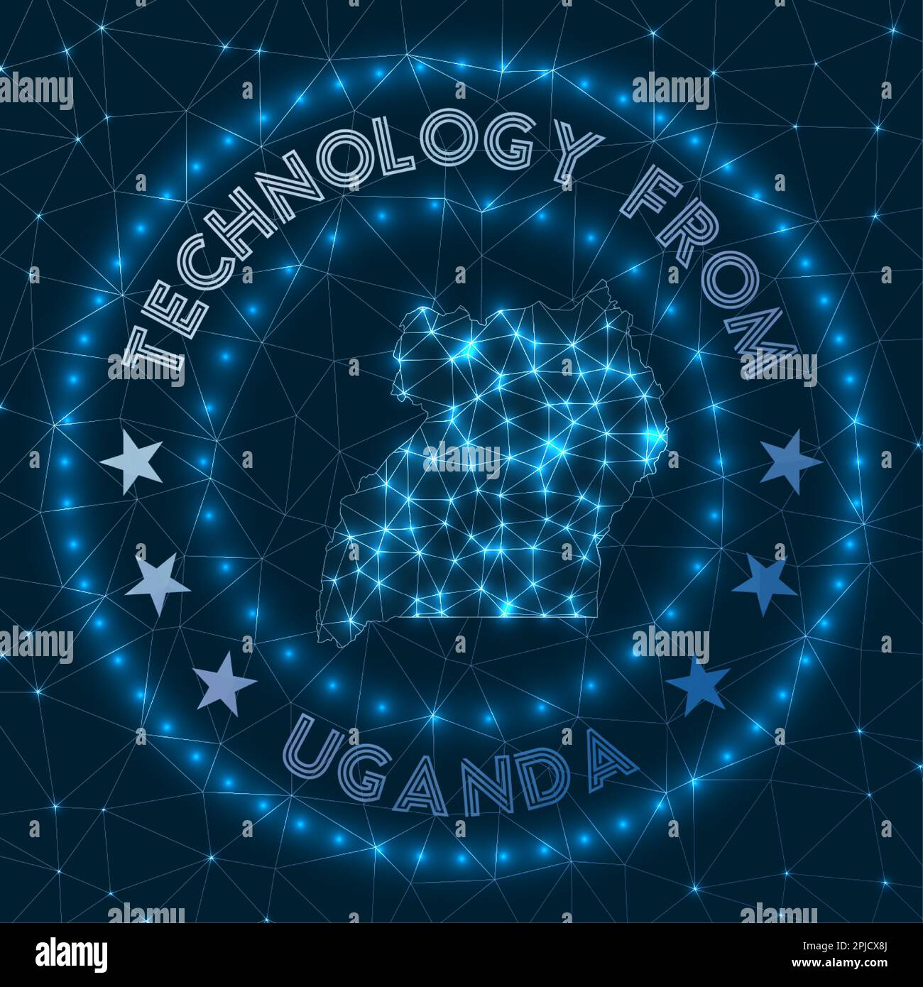 Technologie de l'Ouganda. Badge géométrique futuriste du pays. Concept technologique. Logo rond de l'Ouganda. Illustration vectorielle. Illustration de Vecteur