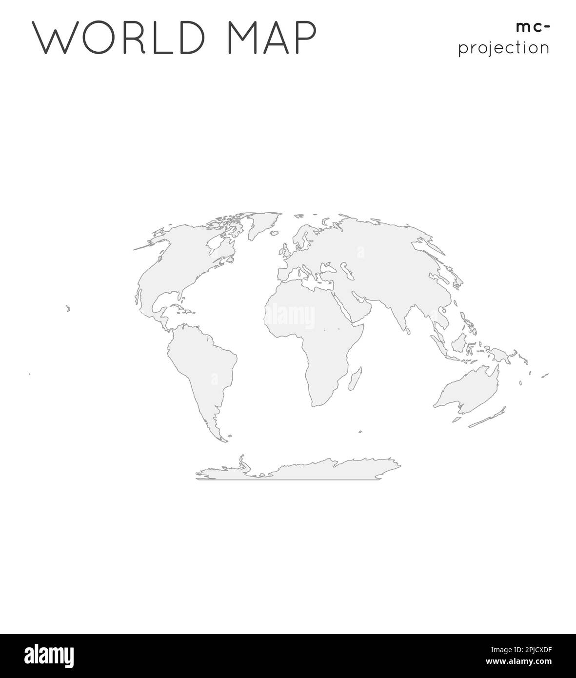Carte du monde. Globe en projection sinusoïdale plate-polaire McBryde-Thomas, style Uni. Illustration vectorielle de contour. Illustration de Vecteur