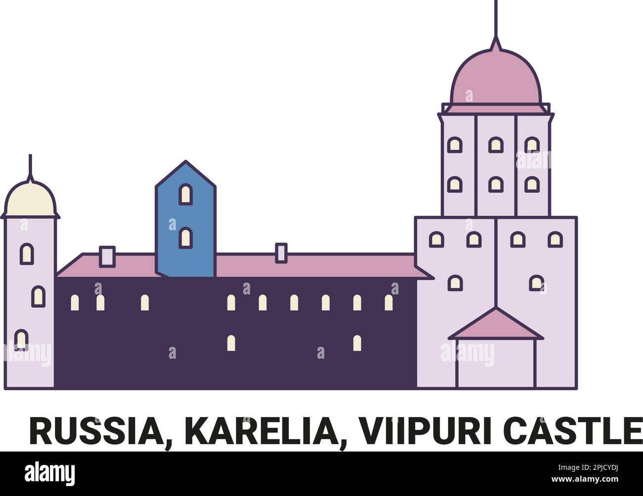 Russie, Carélie, Château de Viipuri, illustration vectorielle de voyage Illustration de Vecteur