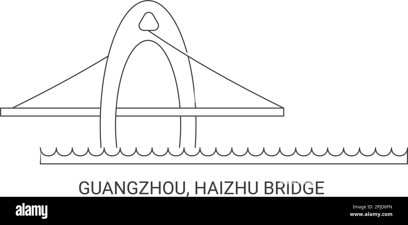 Chine, Guangzhou, Pont Haizhu, illustration vectorielle de voyage Illustration de Vecteur
