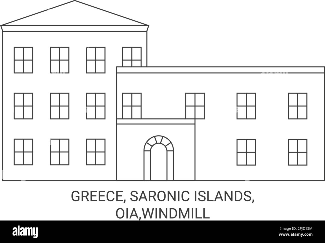 Grèce, Iles Saroniques, Oia, illustration vecteur de repère de voyage de Moulin à vent Illustration de Vecteur