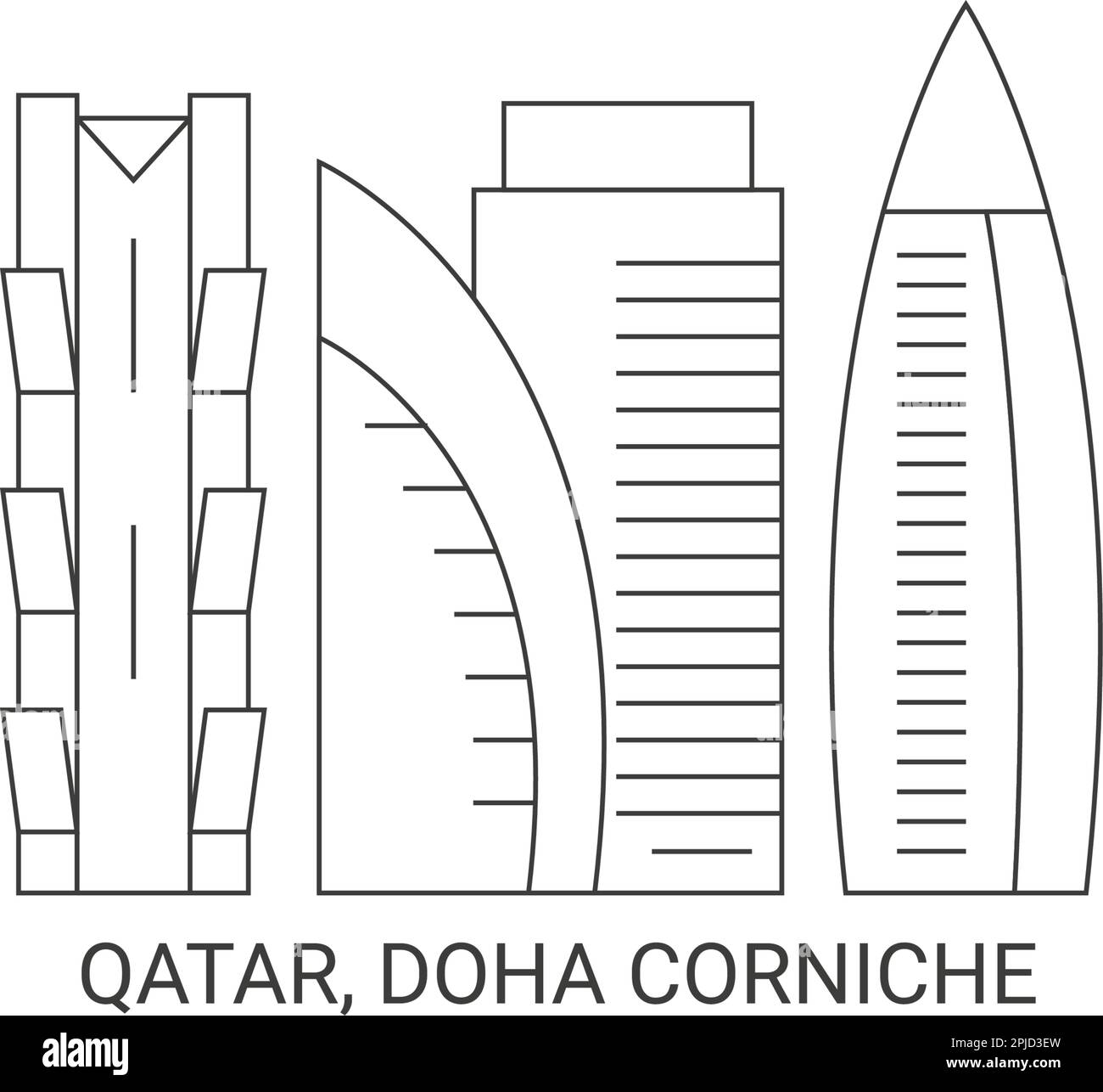 Qatar, Doha Corniche, illustration vectorielle de voyage Illustration de Vecteur