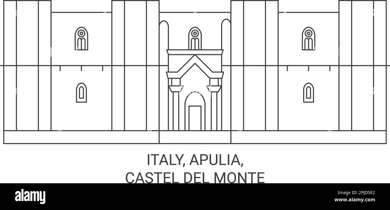 Italie, Apulia, Castel Del Monte, illustration vectorielle de voyage Illustration de Vecteur