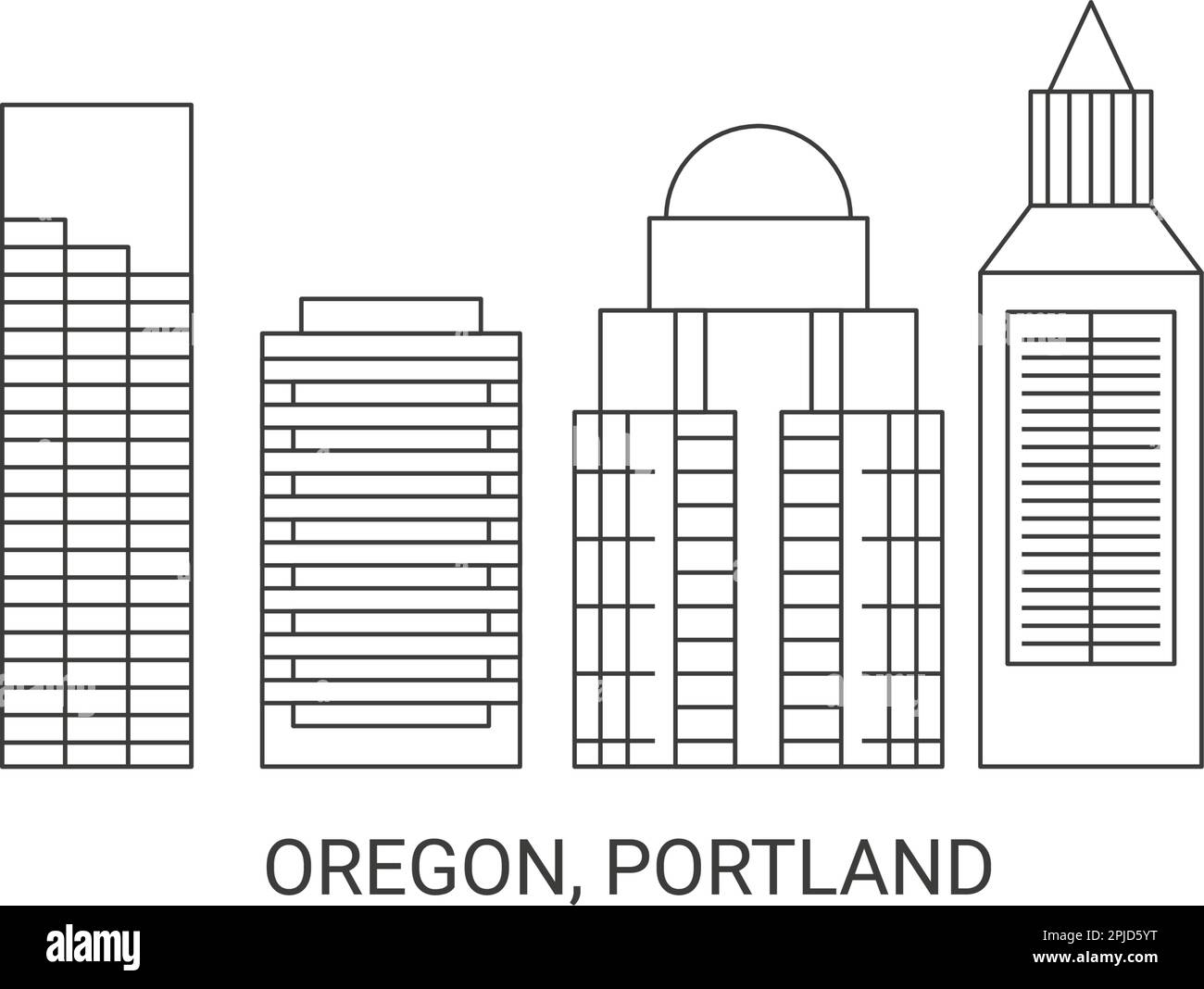 Illustration du vecteur du point de repère de voyage des États-Unis, de l'Oregon et de Portland Illustration de Vecteur