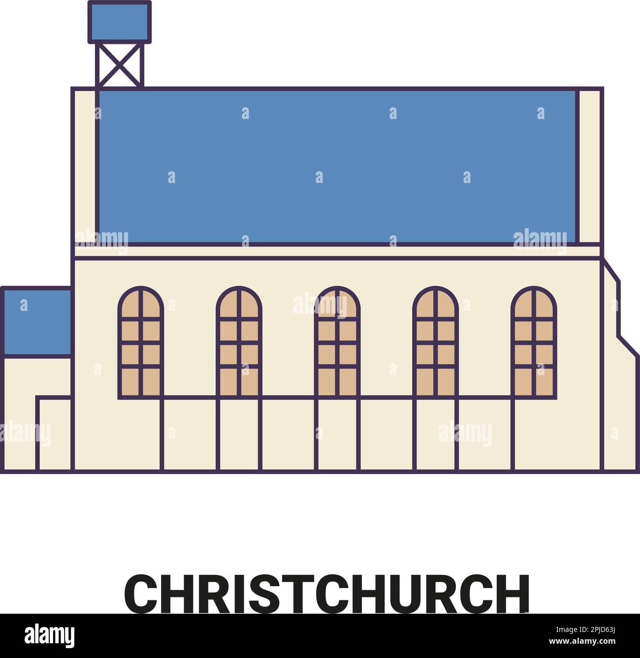 Illustration du vecteur du point de repère du voyage de Christchurch, Nouvelle-Zélande Illustration de Vecteur