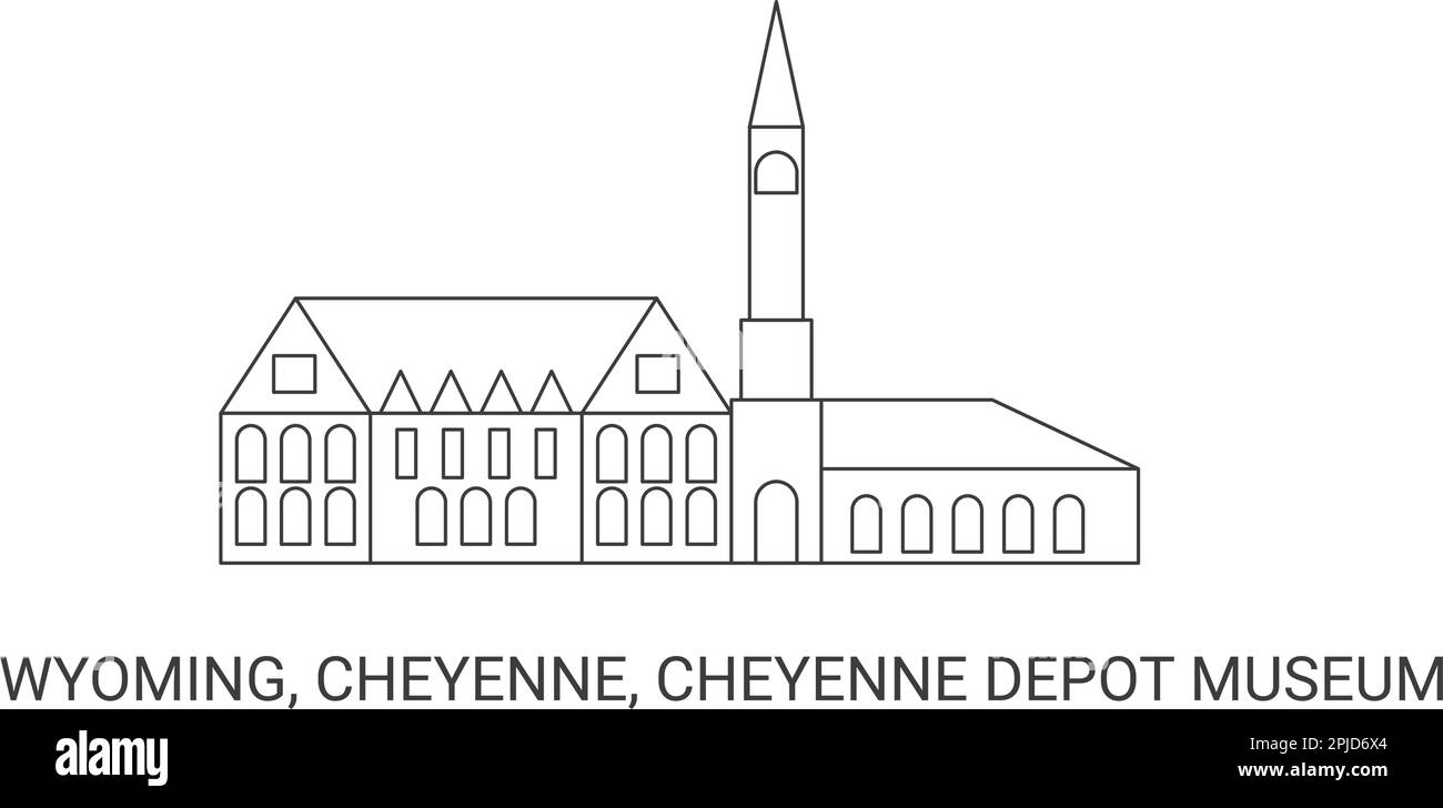États-Unis, Wyoming, Cheyenne, musée Cheyenne Depot, illustration vectorielle de voyage Illustration de Vecteur