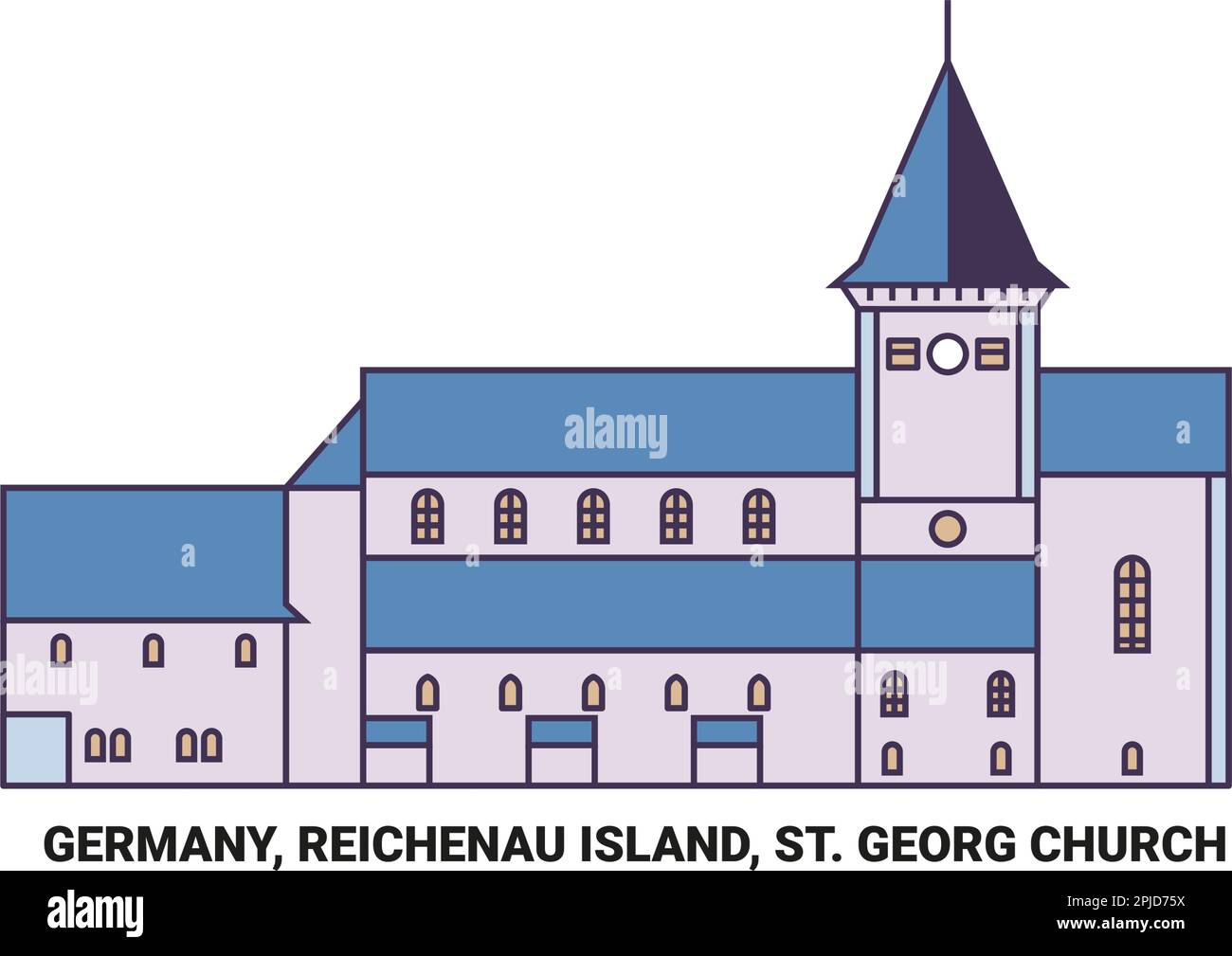 Allemagne, île de Reichenau, St. Illustration vectorielle du voyage de l'église Georg Illustration de Vecteur