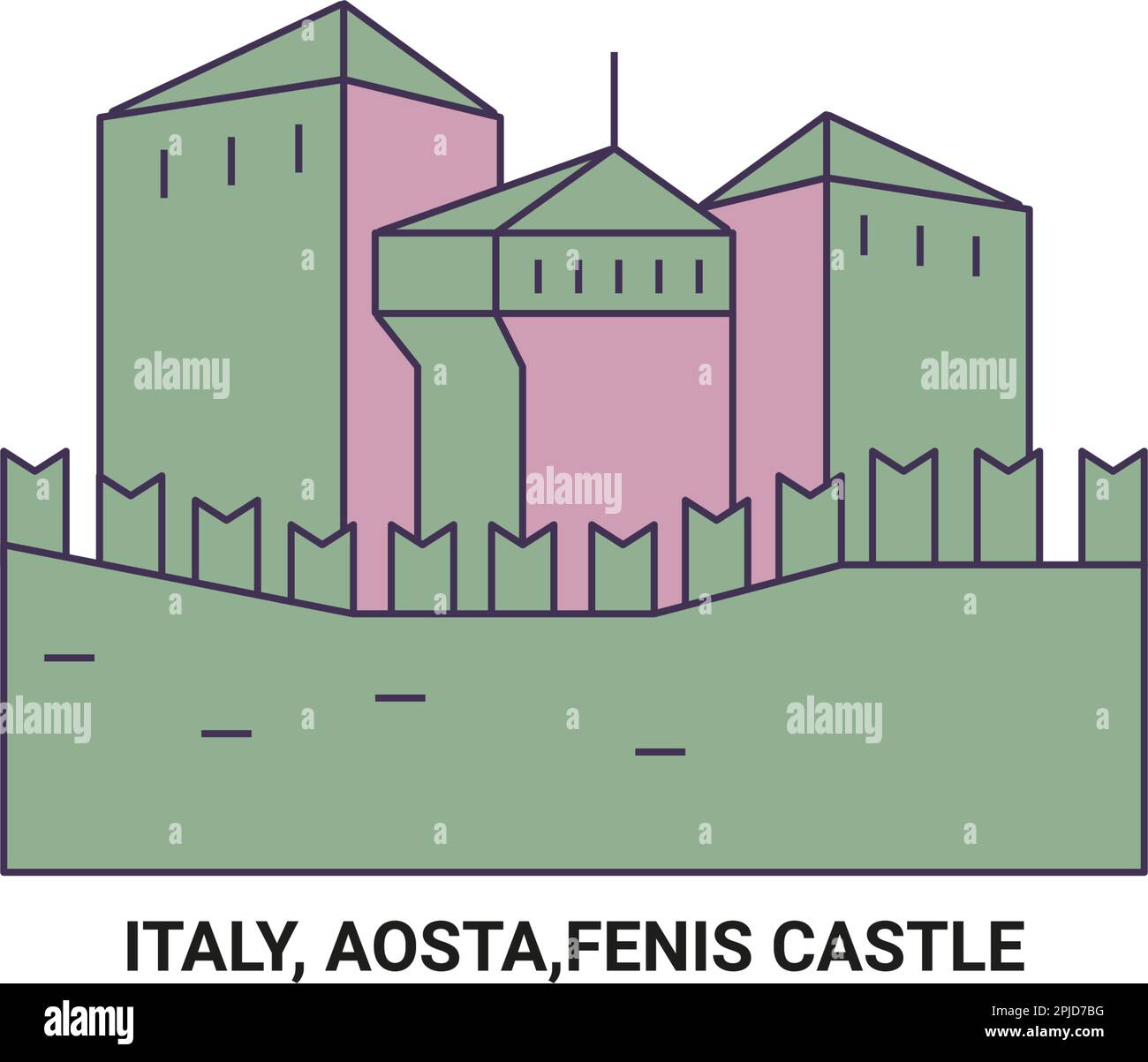 Italie, Aoste,F, NIS Château Voyage repère illustration vecteur Illustration de Vecteur