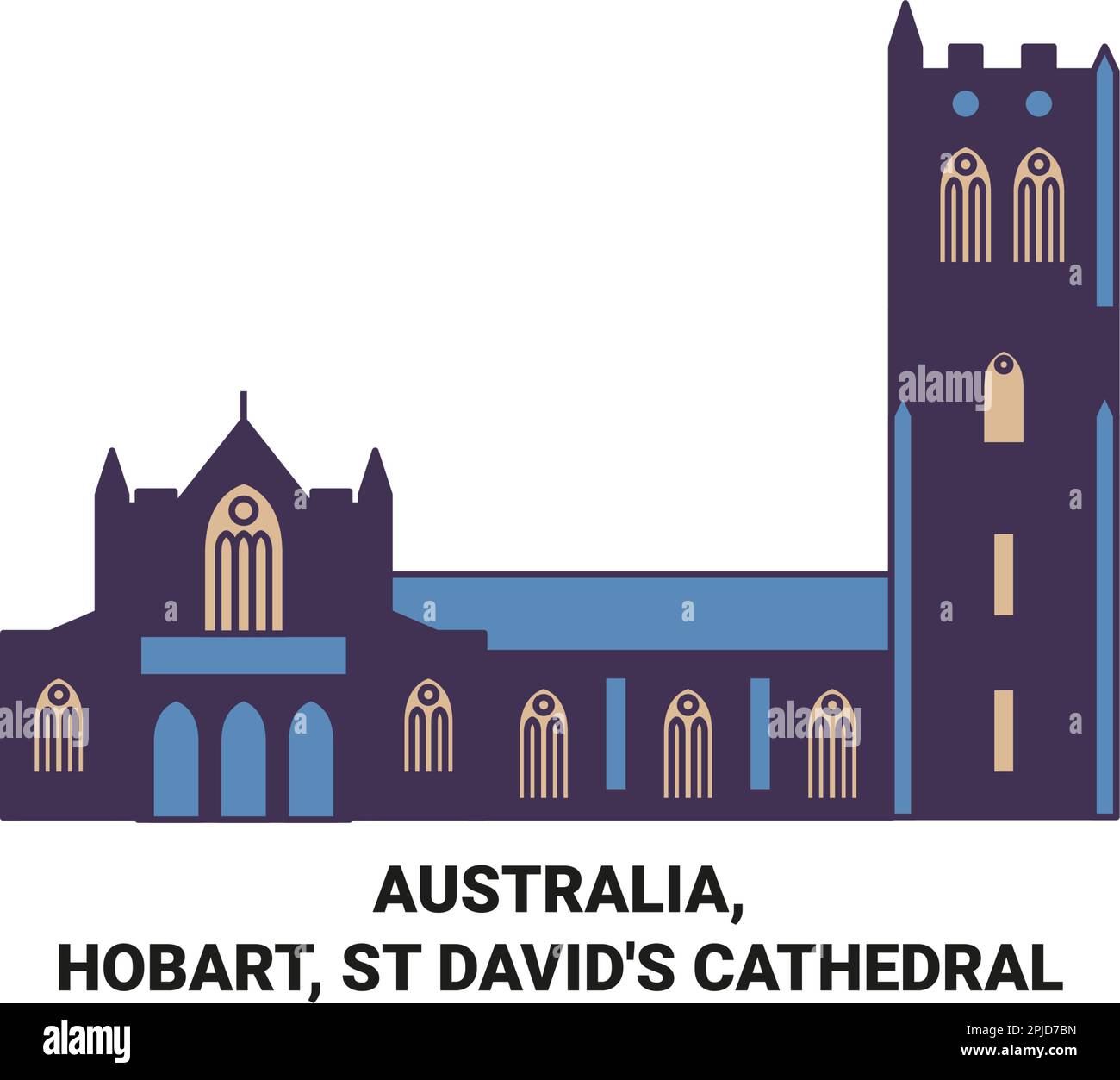 L'Australie, Hobart, la cathédrale Saint-David, illustration vectorielle du voyage Illustration de Vecteur