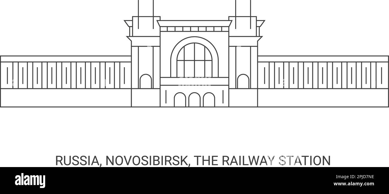 Russie, Novosibirsk, la gare ferroviaire, illustration du vecteur de voyage Illustration de Vecteur