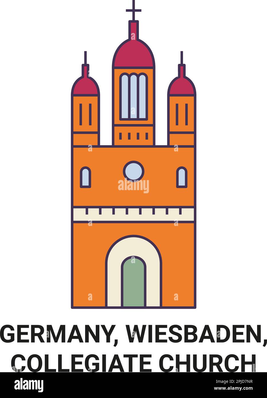 Allemagne, Wiesbaden, Collégiale Voyage repère illustration vecteur Illustration de Vecteur