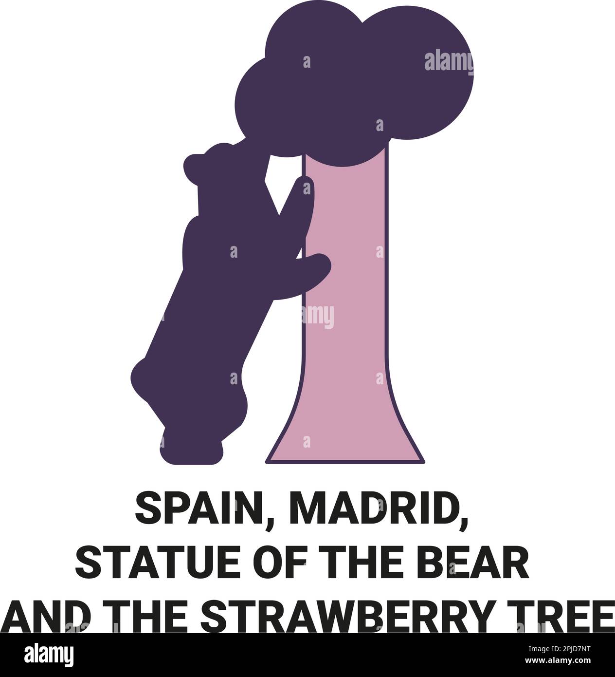 Espagne, Madrid, Statue de l'ours et le Strawberry Tree, illustration vectorielle du voyage Illustration de Vecteur