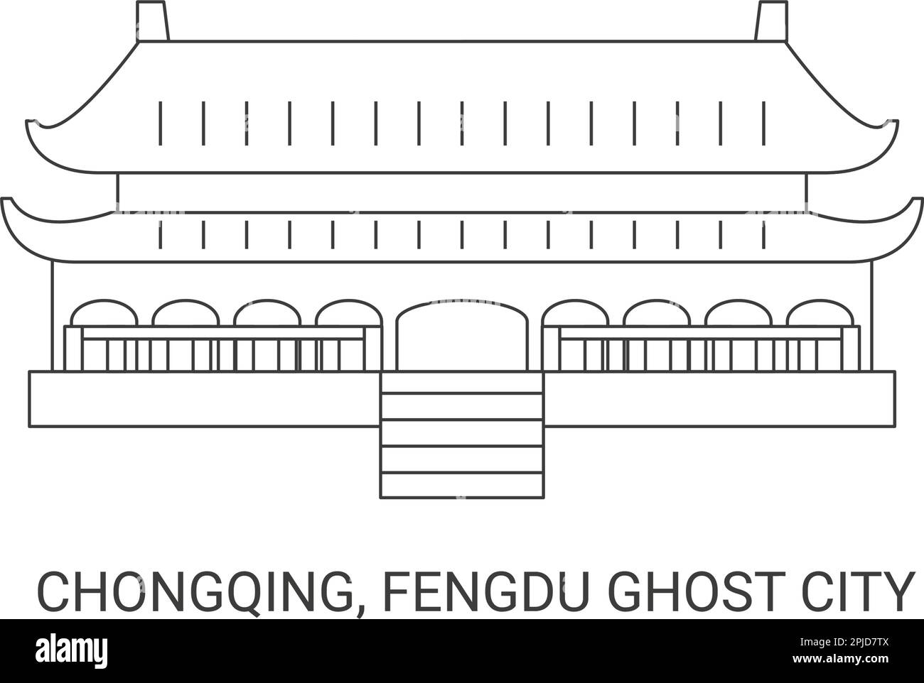 Chine, Chongqing, Fengdu Ghost City, illustration vectorielle de voyage Illustration de Vecteur