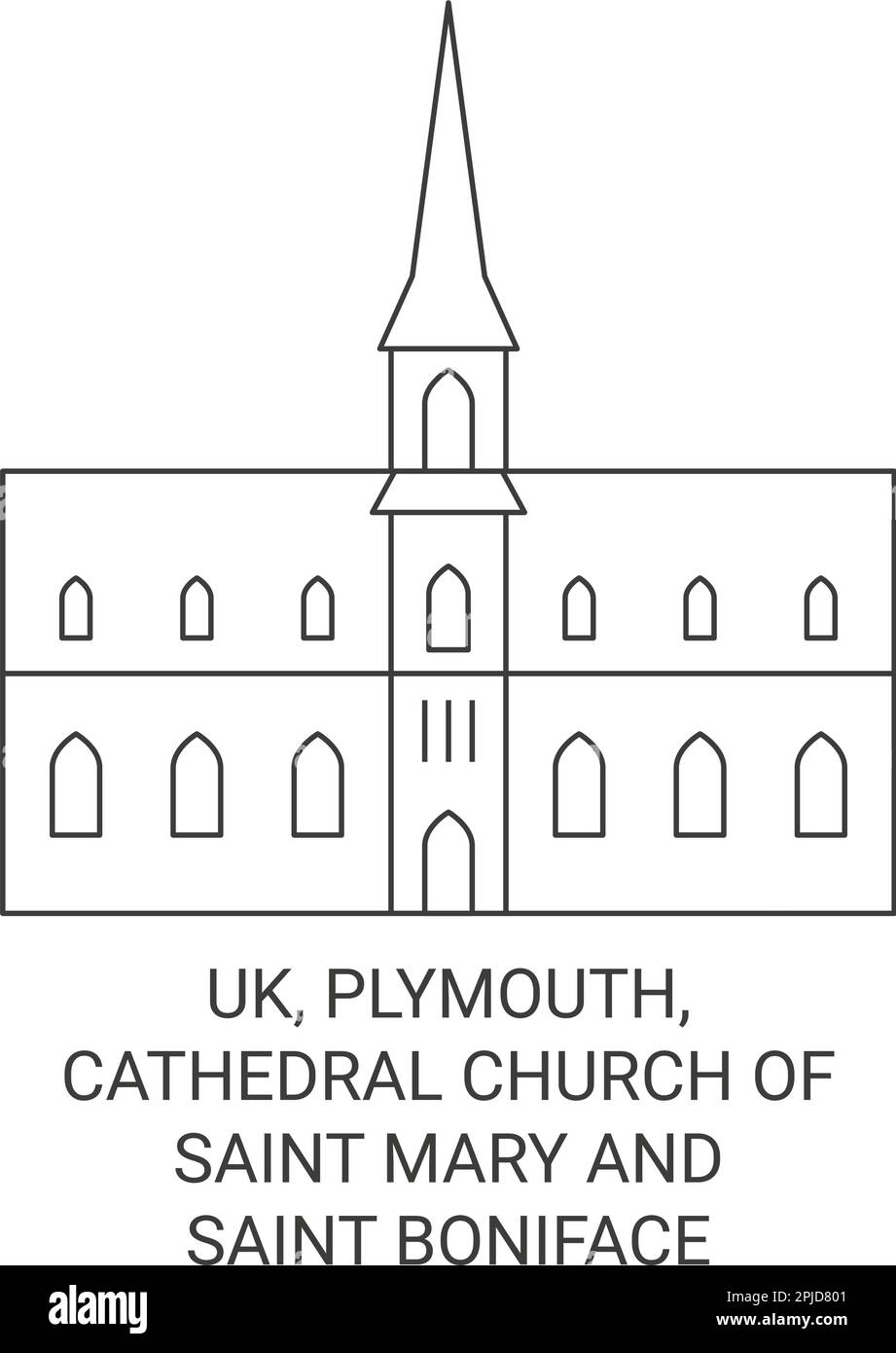 L'Angleterre, Plymouth, la cathédrale de l'église Saint-Marie et Saint-Boniface sont des illustrations vectorielles de voyage Illustration de Vecteur