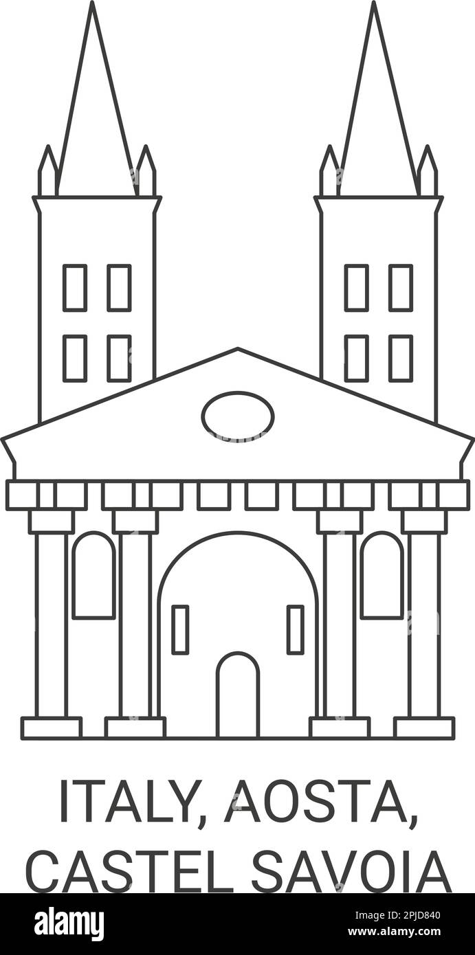 Italie, Aoste, Castel Savoia voyage illustration vectorielle Illustration de Vecteur