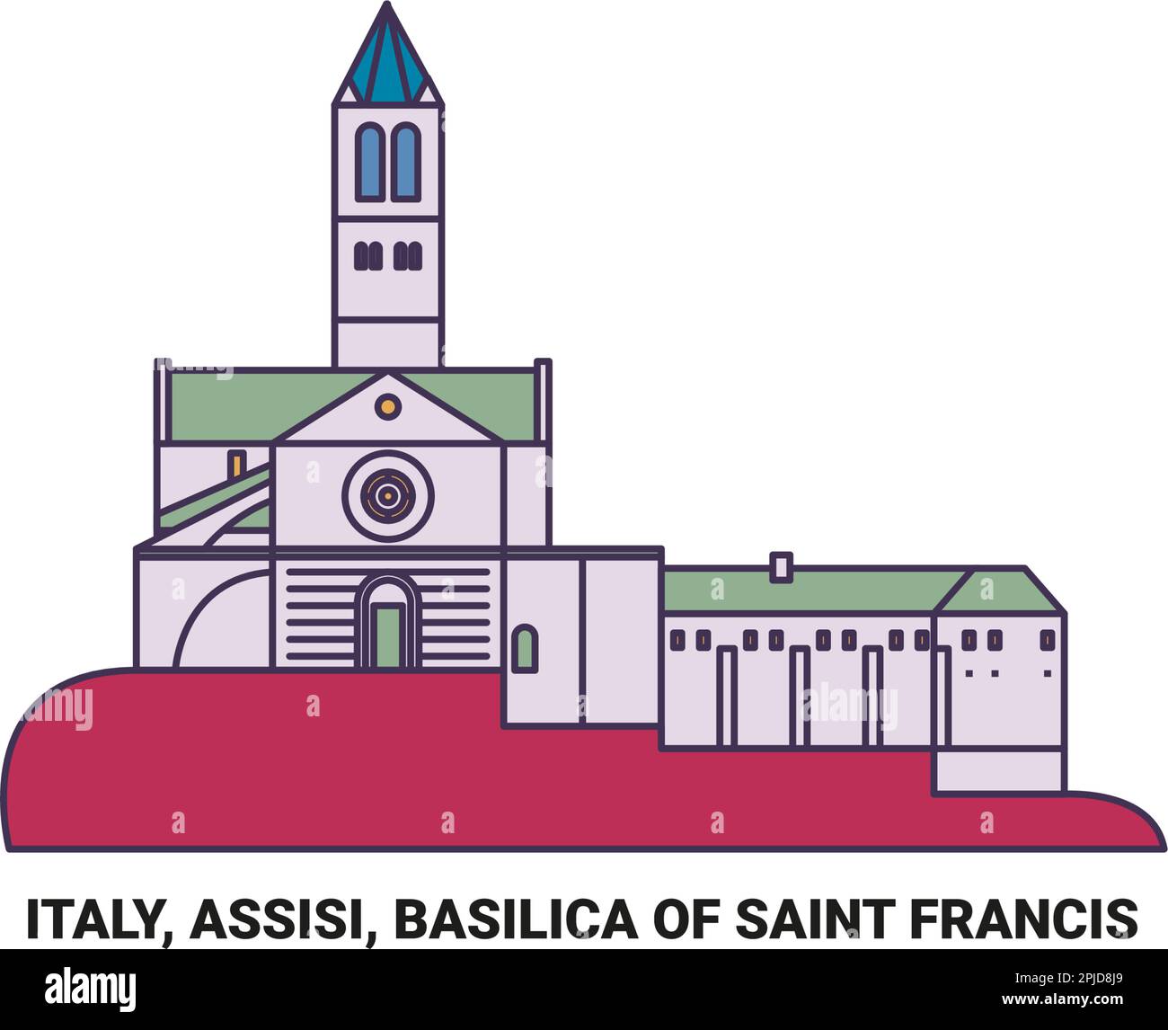 Italie, Assise, Basilique de Saint François Voyage illustration vectorielle Illustration de Vecteur