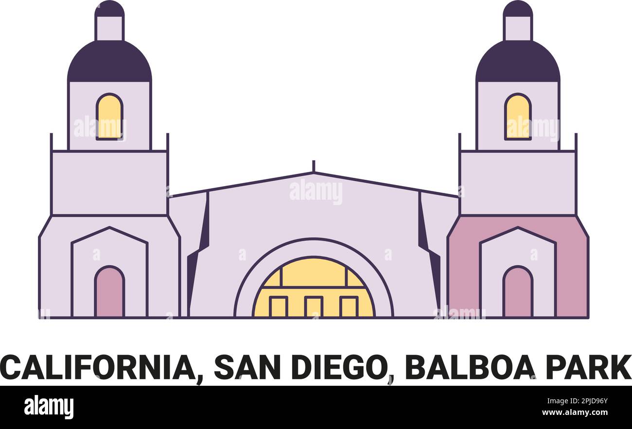 États-Unis, Californie, San Diego, Balboa Park, illustration du vecteur de voyage Illustration de Vecteur