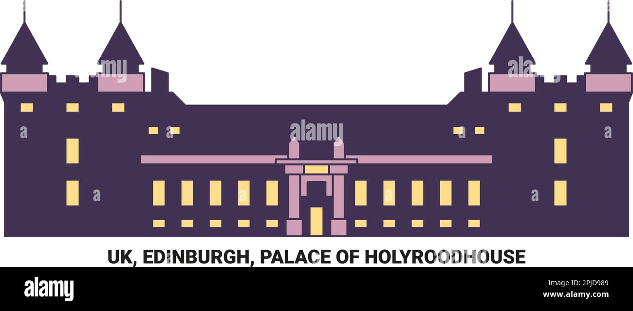 Royaume-Uni, Édimbourg, Palais de Holyroodhouse, illustration vectorielle de voyage Illustration de Vecteur