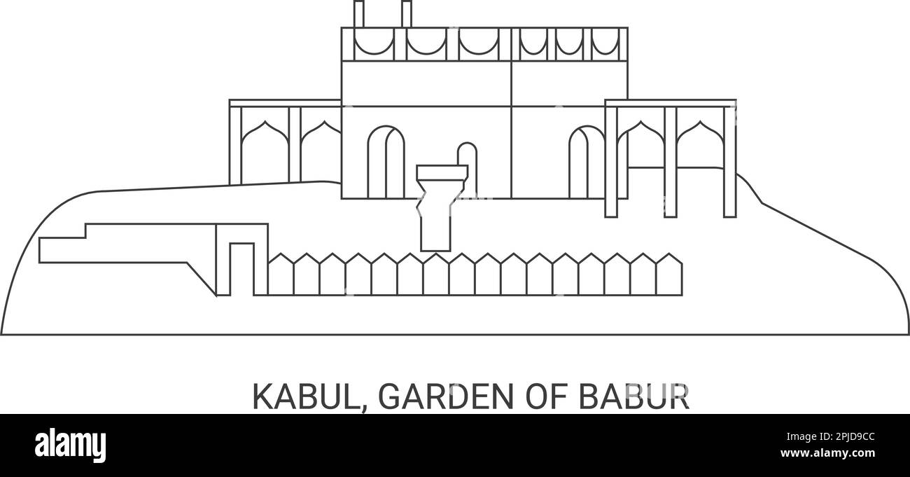 Afghanistan, Kaboul, jardin de Babur, illustration vectorielle de voyage Illustration de Vecteur