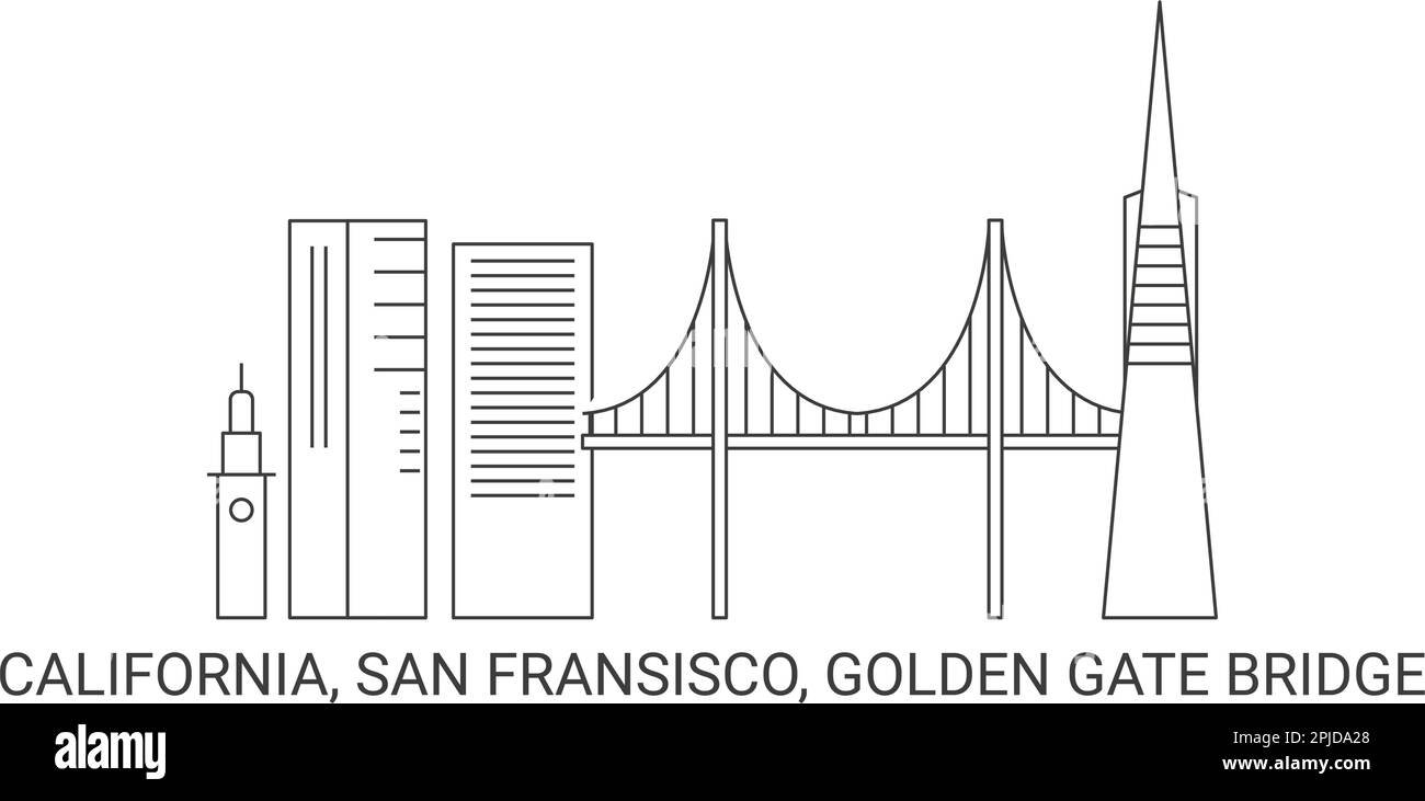 États-Unis, Californie, San Fransisco, Golden Gate Bridge, illustration vectorielle de voyage Illustration de Vecteur