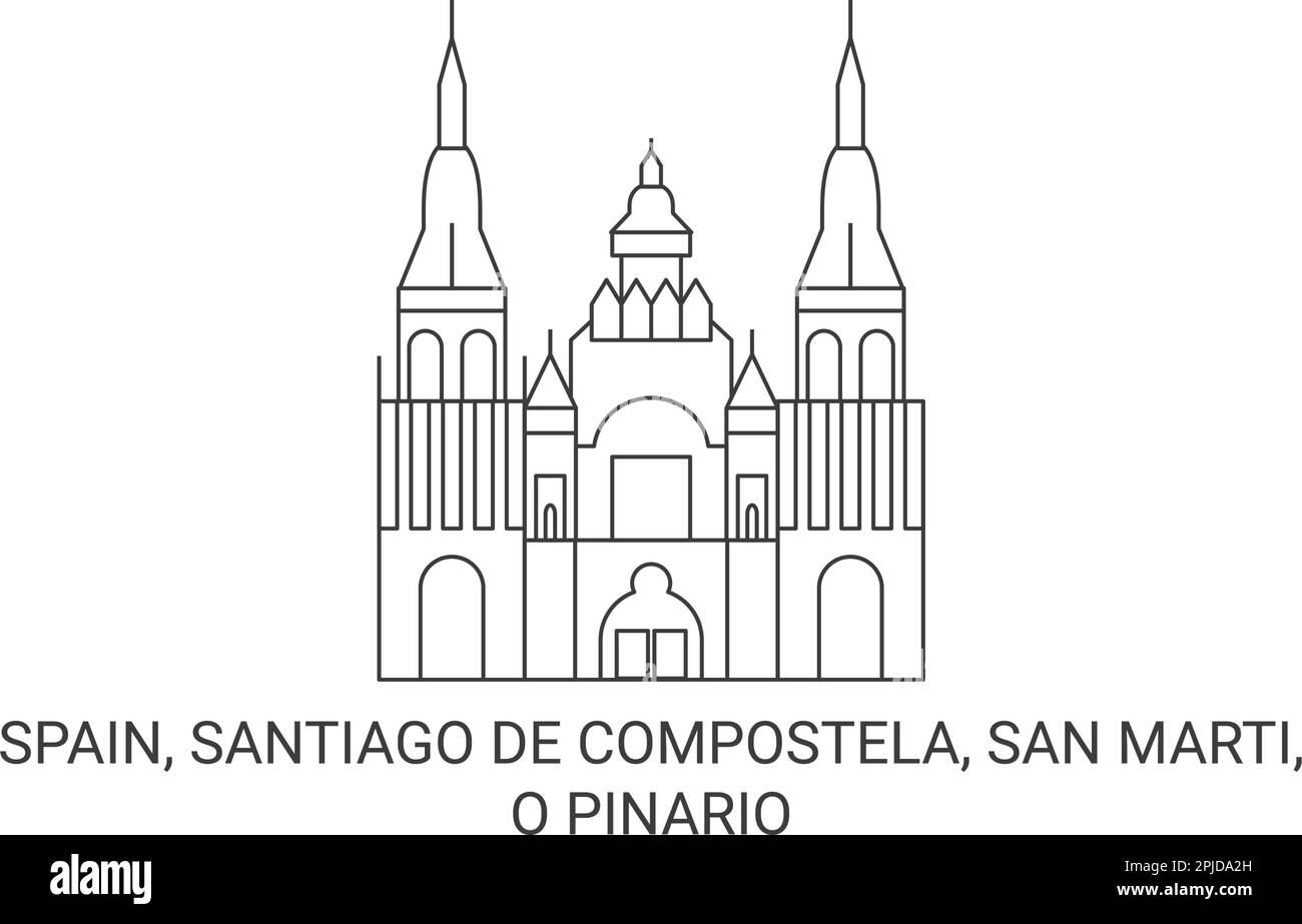 Espagne, Saint-Jacques-de-Compostelle, San Marti, O Pinario Voyage repère illustration vecteur Illustration de Vecteur