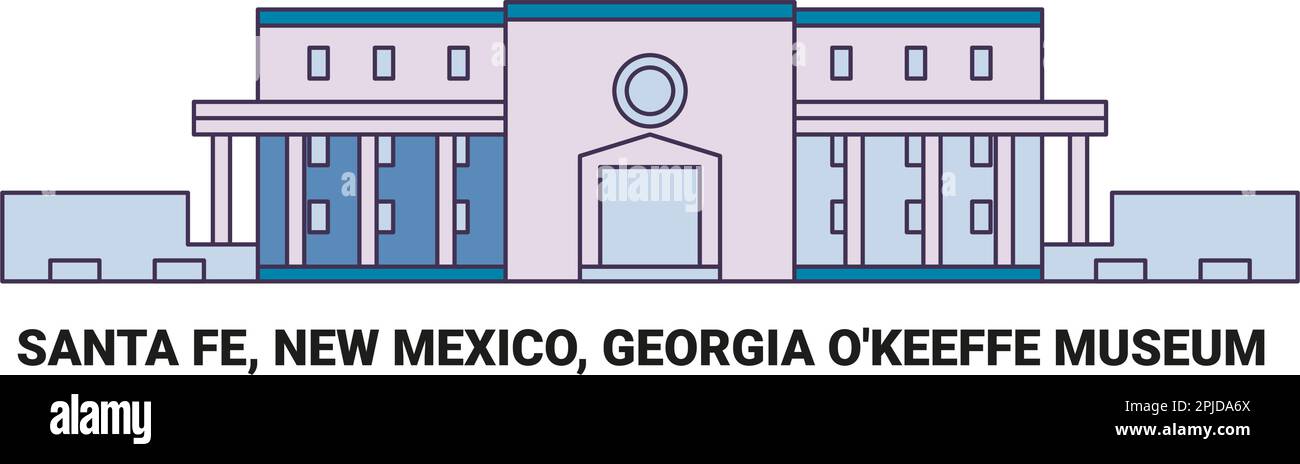 États-Unis, Santa Fe, Nouveau-Mexique, Georgia O'keeffe Museum, illustration vectorielle de voyage Illustration de Vecteur