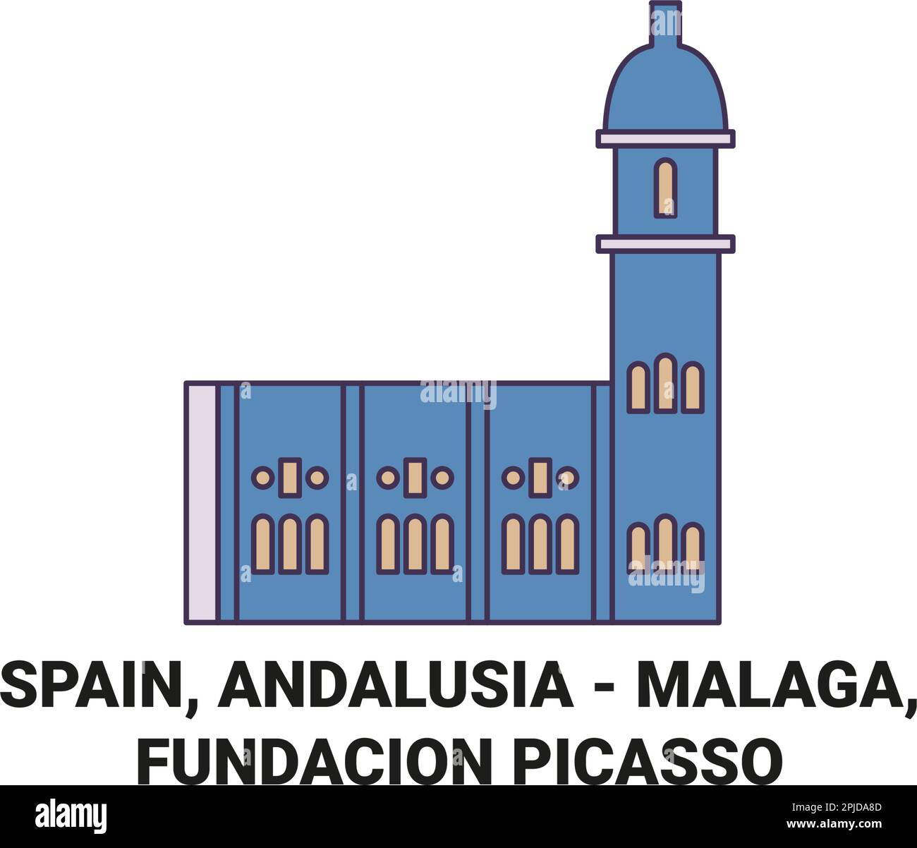 Espagne, Andalousie Malaga, Fundacion Picasso Voyage illustration vecteur Illustration de Vecteur