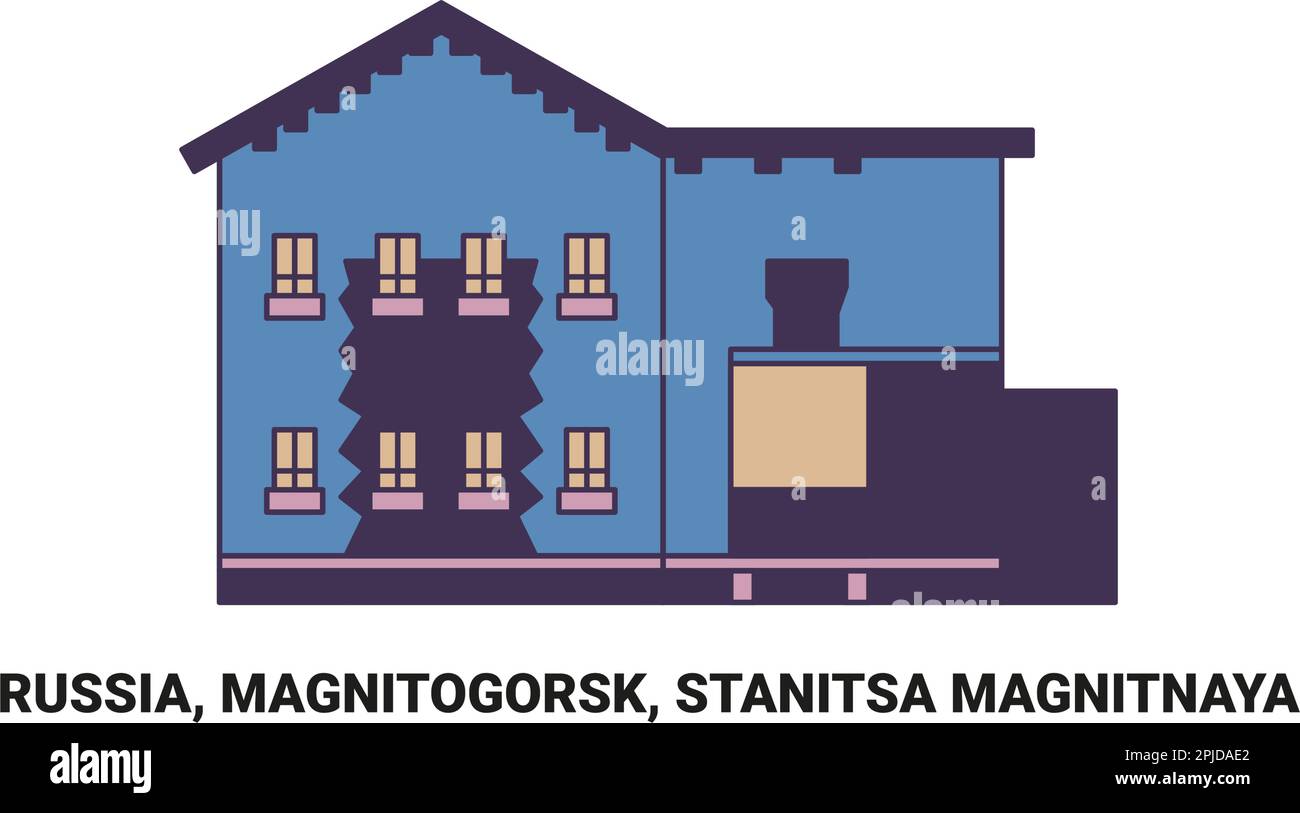 Russie, Magnitogorsk, Stanitsa Magnitnaya, illustration vectorielle de voyage Illustration de Vecteur