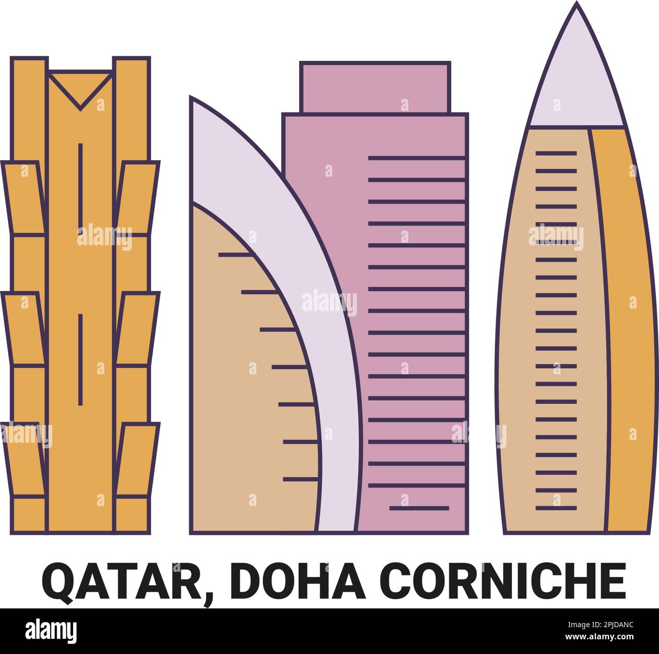 Qatar, Doha Corniche, illustration vectorielle de voyage Illustration de Vecteur