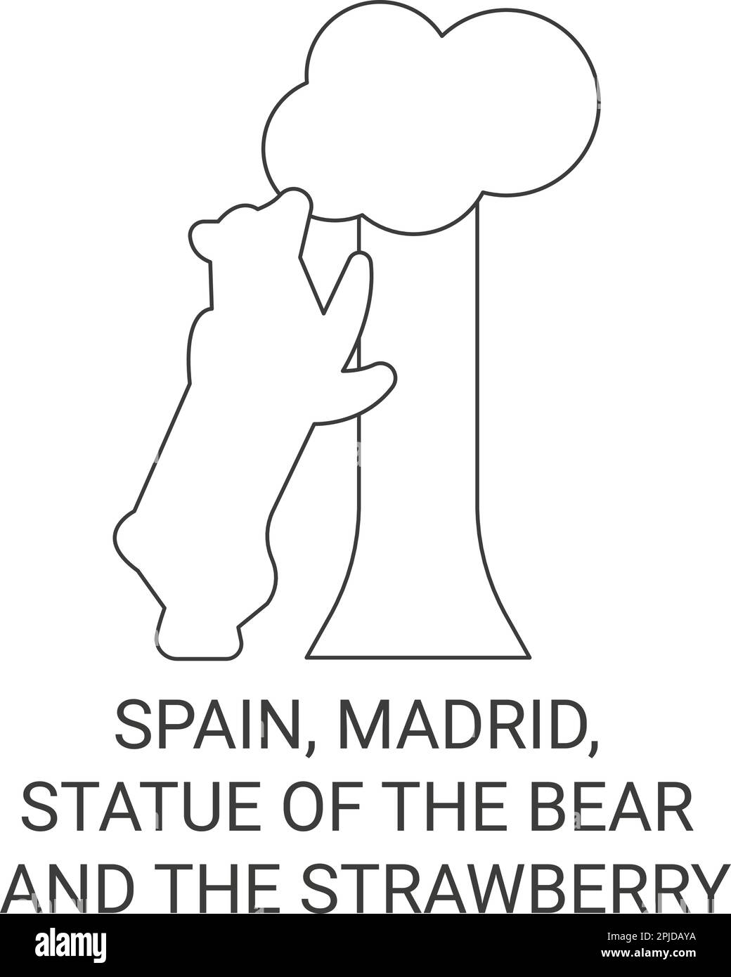 Espagne, Madrid, Statue de l'ours et le Strawberry Tree, illustration vectorielle du voyage Illustration de Vecteur