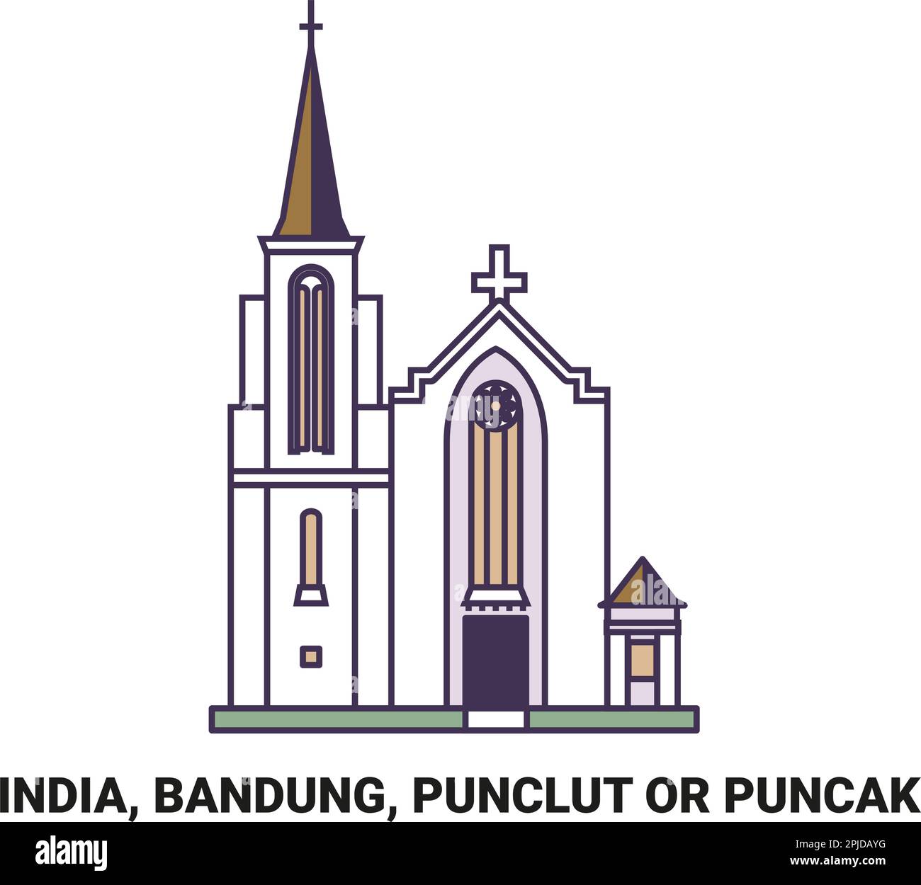 Illustration d'un vecteur de repère de voyage pour l'Inde, Bandung, Punclut ou Puncak Illustration de Vecteur