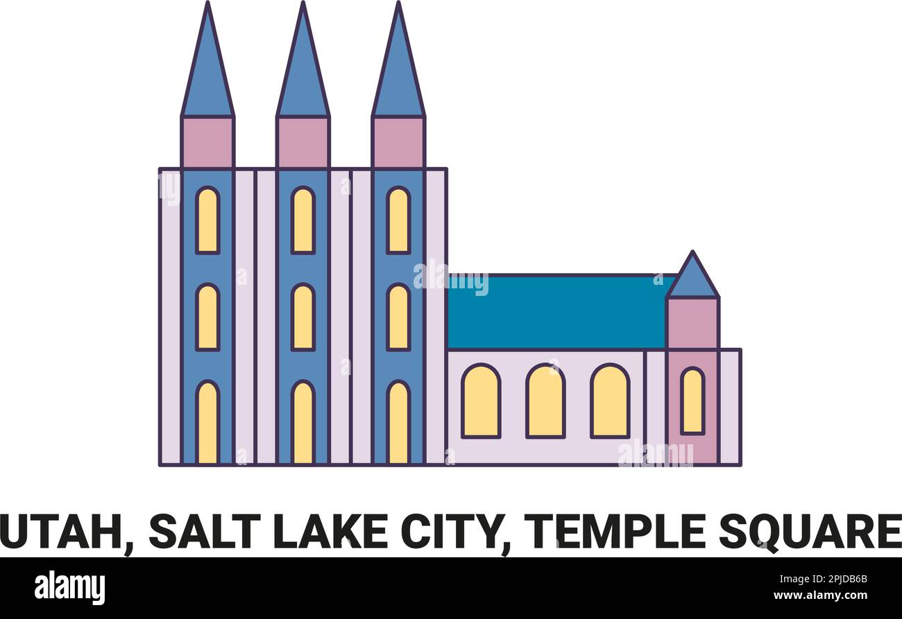 États-Unis, Utah, Salt Lake City, Temple Square, illustration vectorielle de voyage Illustration de Vecteur