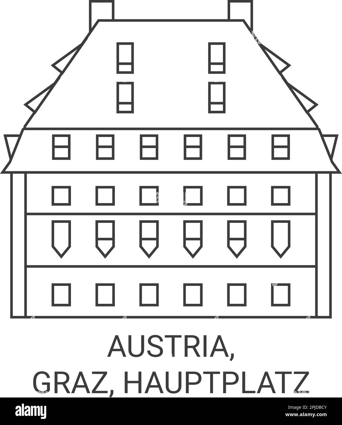 Autriche, Graz, Hauptplatz voyage repère illustration vectorielle Illustration de Vecteur