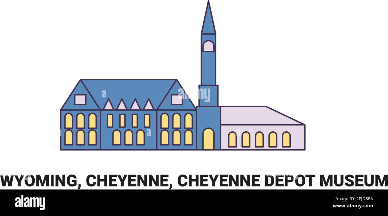 États-Unis, Wyoming, Cheyenne, musée Cheyenne Depot, illustration vectorielle de voyage Illustration de Vecteur