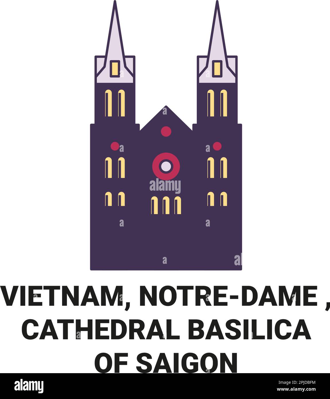 Vietnam, Notredame , Cathédrale Basilique de Saigon Voyage repère illustration vecteur Illustration de Vecteur