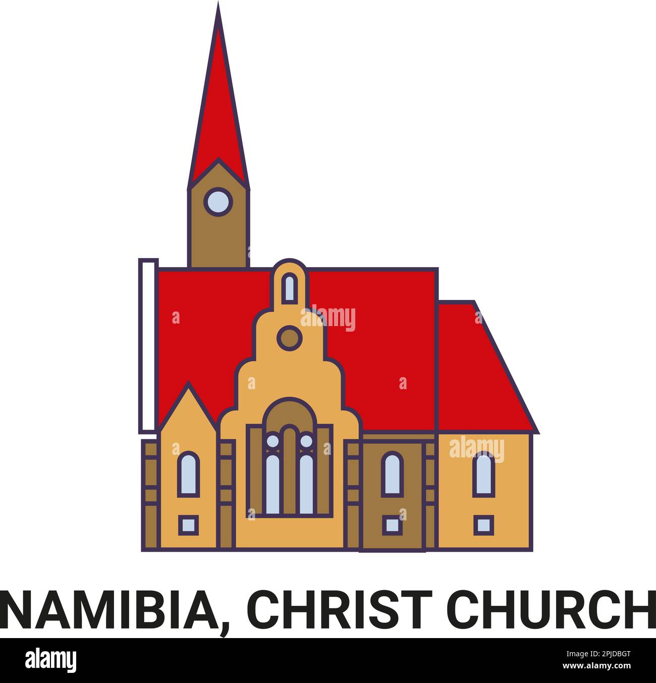 Namibie, Christ Church, illustration vectorielle de voyage Illustration de Vecteur