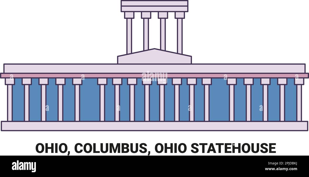 États-Unis, Ohio, Columbus, Ohio Statehouse, illustration vectorielle de voyage Illustration de Vecteur