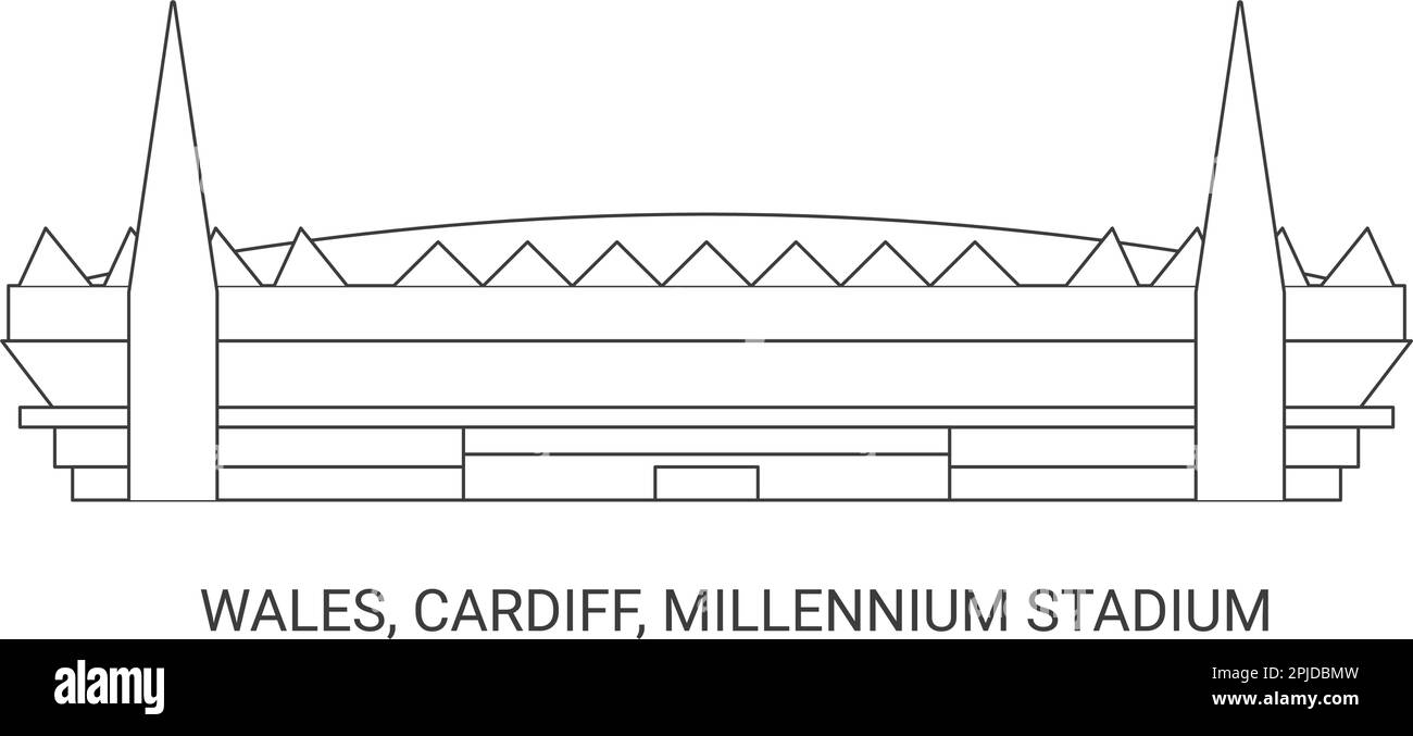 Pays de Galles, Cardiff, Millennium Stadium, illustration vectorielle de voyage Illustration de Vecteur