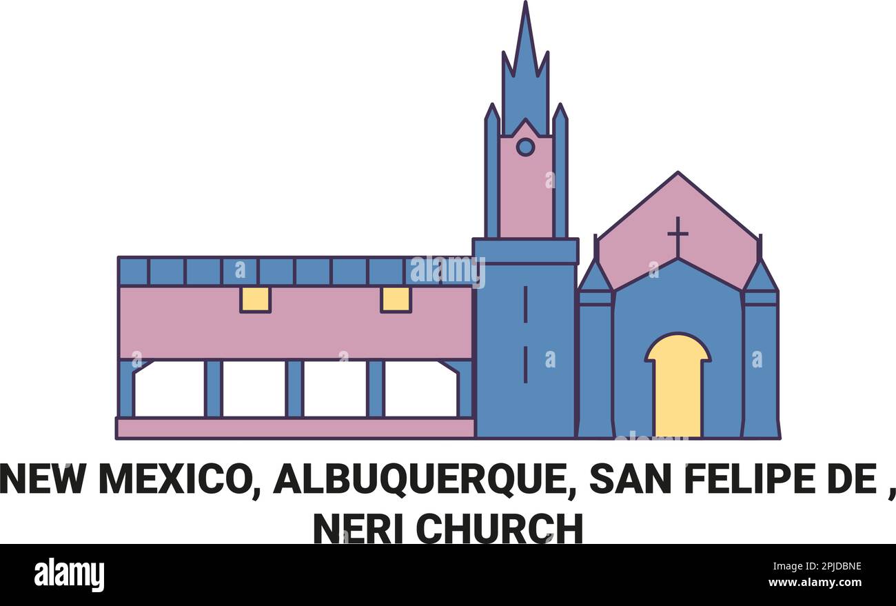 États-Unis, Nouveau-Mexique, Albuquerque, San Felipe de , Neri Church Voyage repère illustration vecteur Illustration de Vecteur