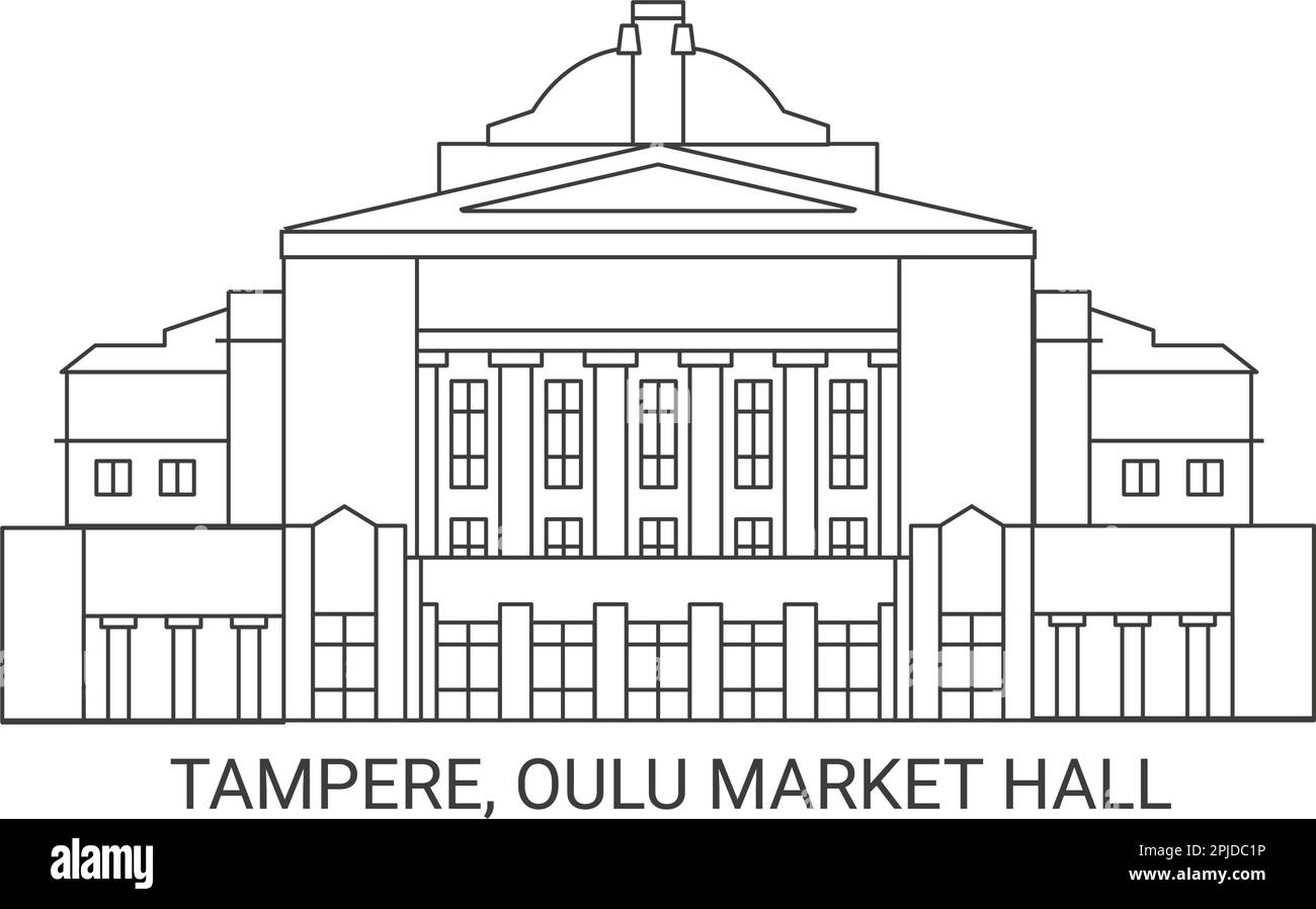 Finlande, Tampere, Oulu Market Hall, illustration vectorielle de voyage Illustration de Vecteur