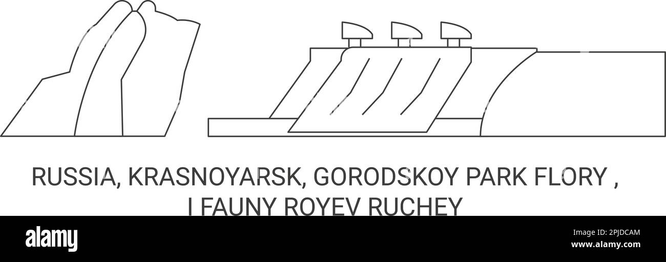 Russie, Krasnoyarsk, Gorodskoy Park Flory , I Fauny Royev Ruchey Voyage illustration vectorielle Illustration de Vecteur