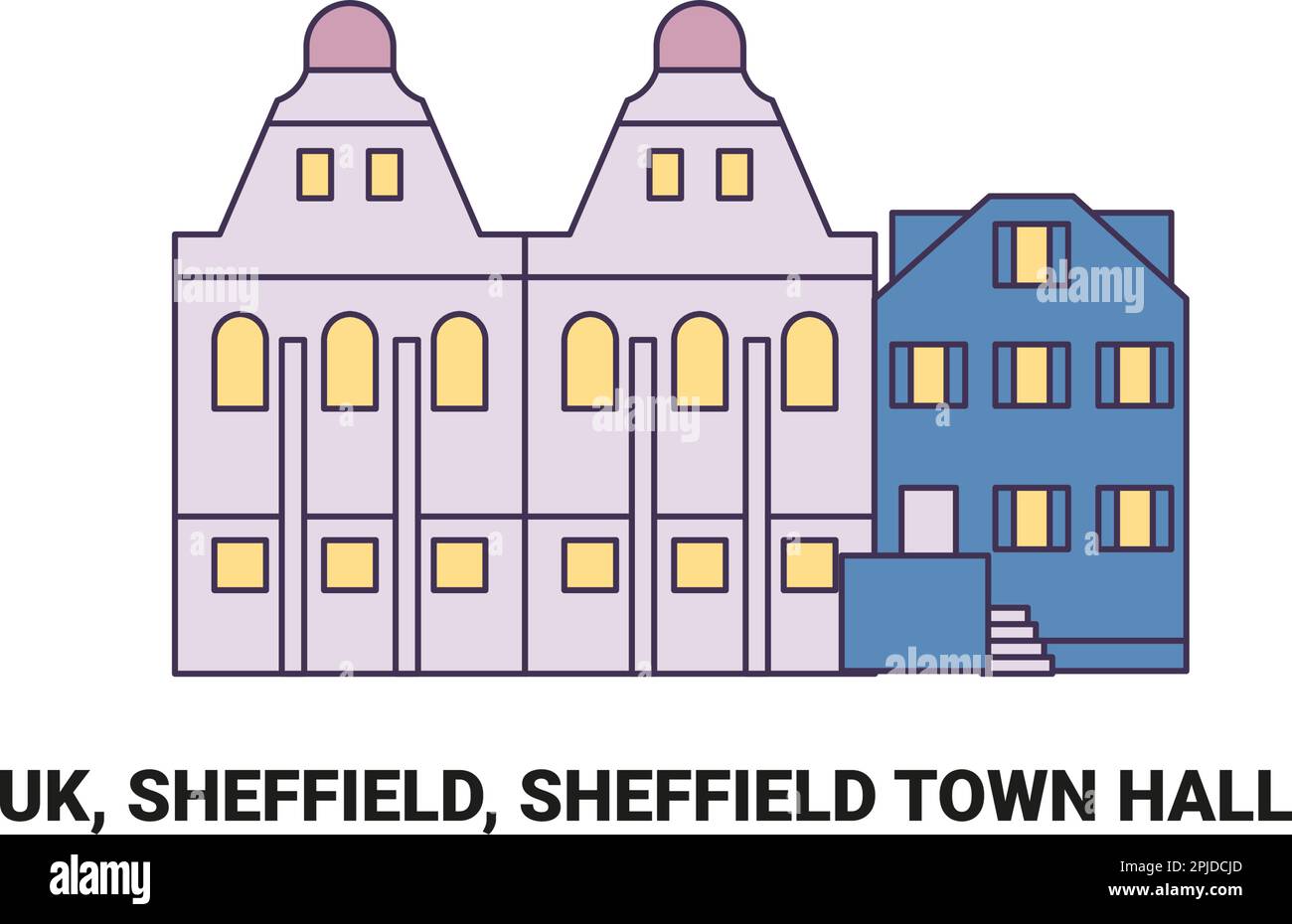 Angleterre, Sheffield, Hôtel de ville de Sheffield, illustration vectorielle de voyage Illustration de Vecteur