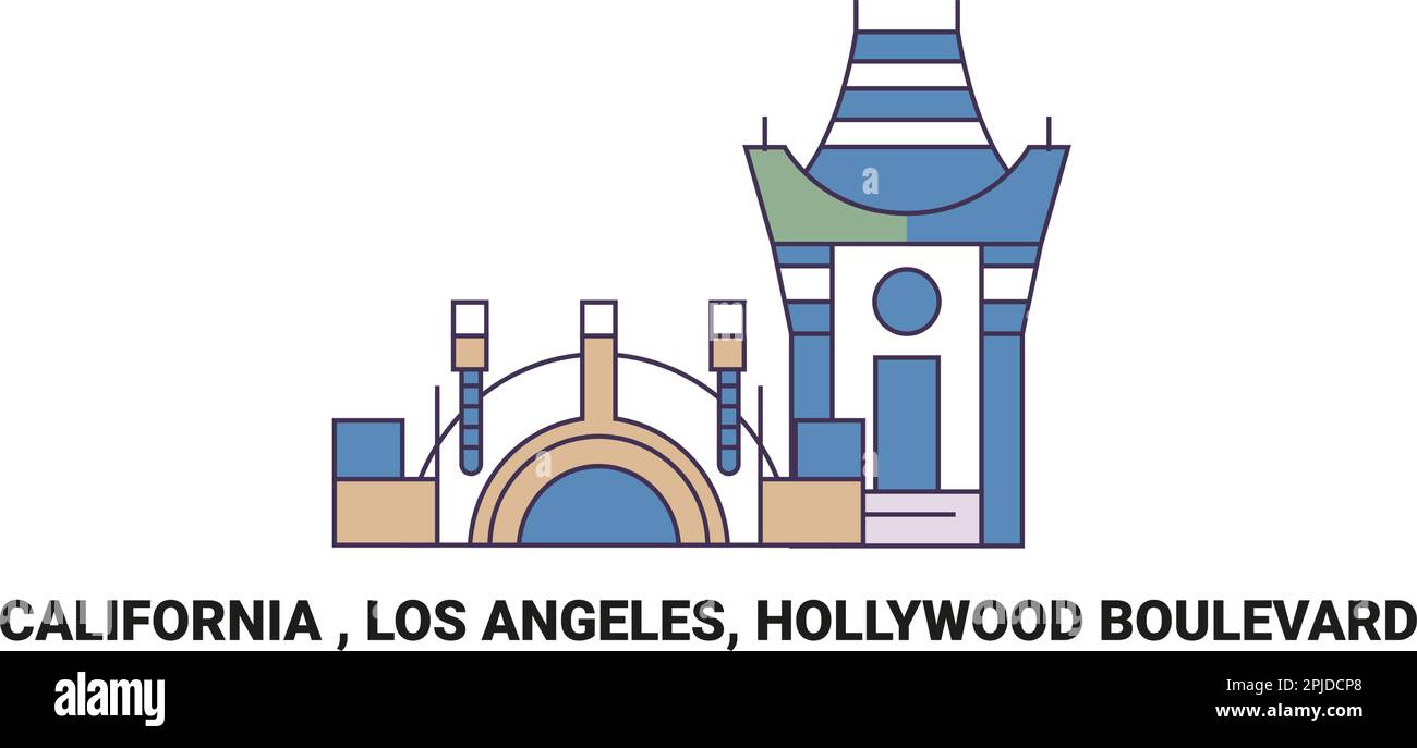 États-Unis, Californie , Los Angeles, Hollywood Boulevard, illustration du vecteur de voyage Illustration de Vecteur