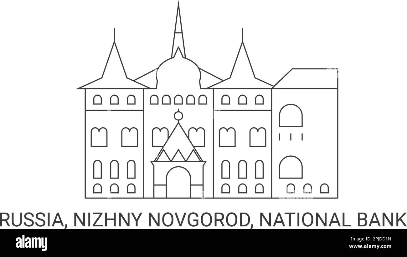 Russie, Nizhny Novgorod, Banque nationale, illustration vectorielle de voyage Illustration de Vecteur
