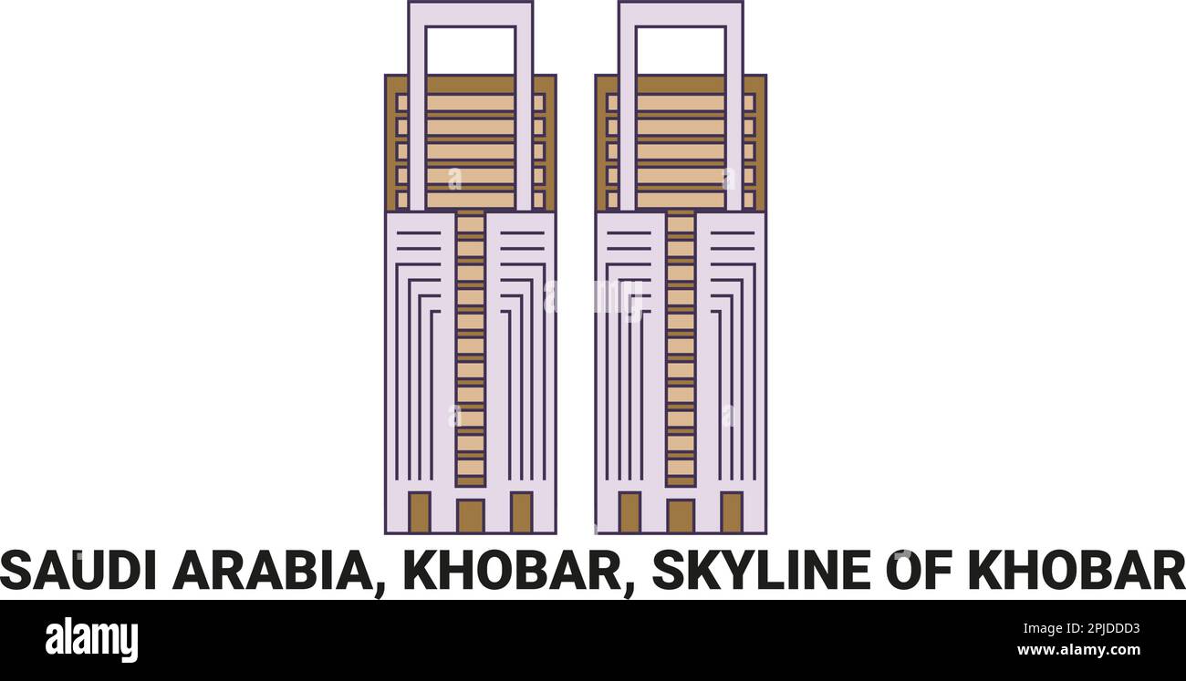 Arabie Saoudite, Khobar, Skyline de Khobar, illustration vectorielle de voyage Illustration de Vecteur