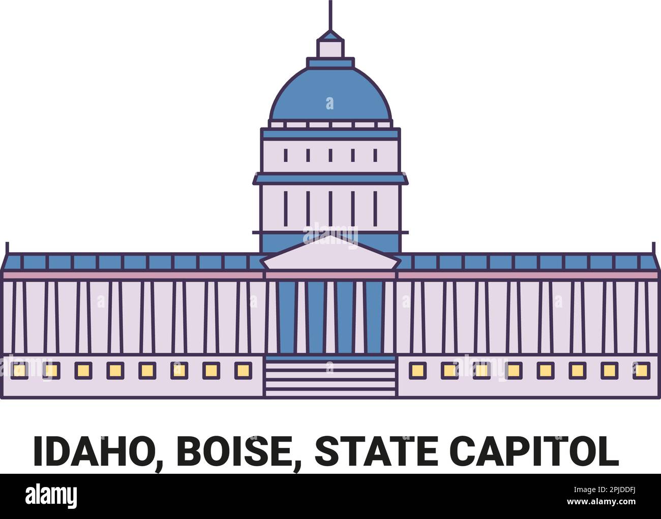 États-Unis, Idaho, Boise, Capitole de l'État, illustration vectorielle de voyage Illustration de Vecteur