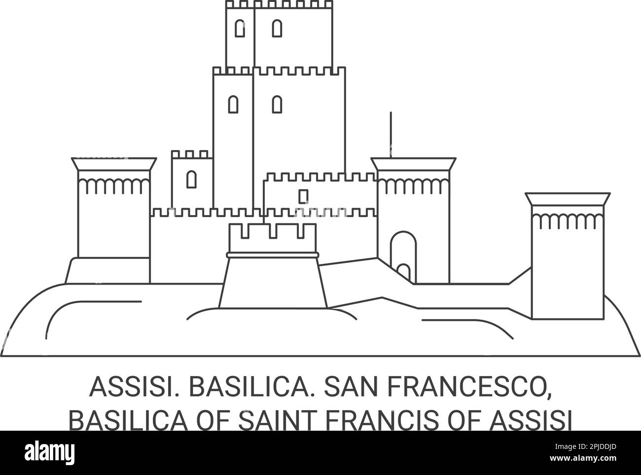 Italie, Assise. Basilique. San Francesco, Basilique de Saint François d'Assise Voyage repère illustration vecteur Illustration de Vecteur
