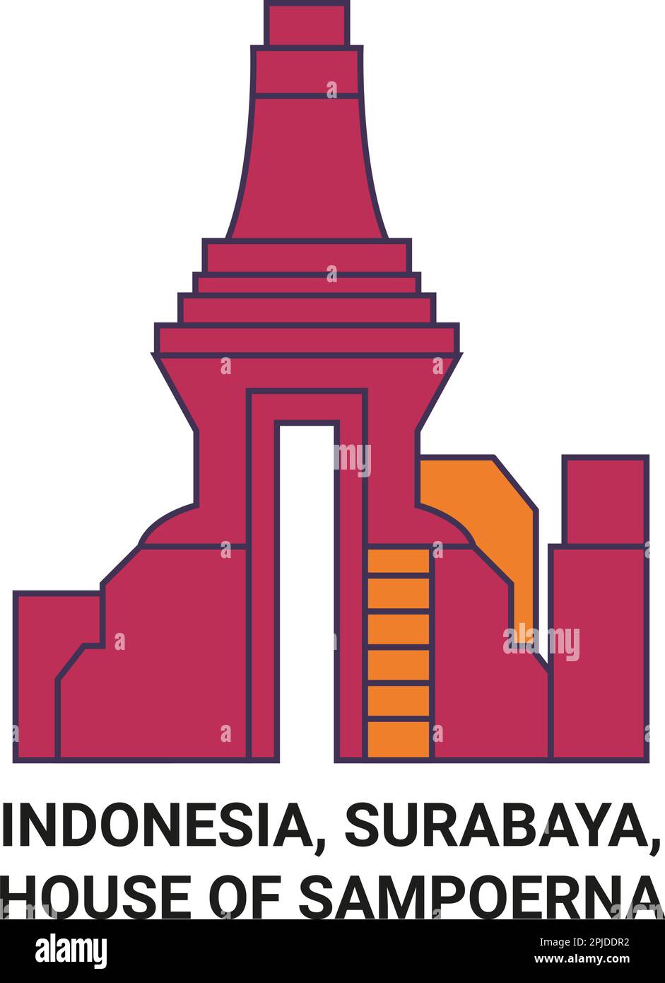 Indonésie, Surabaya, Maison de Sampoerna illustration du vecteur de voyage Illustration de Vecteur